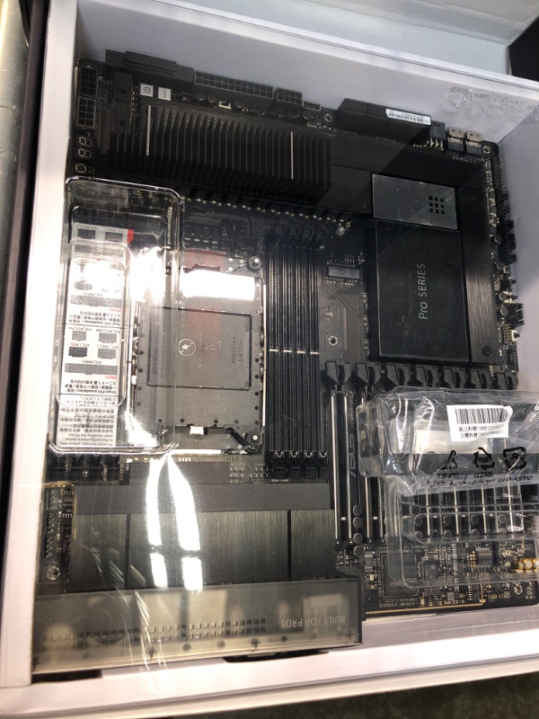 Photo 4 of  ****USED*****CPU socket damage.****FOR PARTS ONLY***SOLD AS NO RETURNS***ALL SALES ARE FINAL***ASUS Pro WS W790 SAGE SE Intel LGA 4677 CEB Motherboard, PCIe 5.0, 7 xPCIe 5.0 x16 Slots,DDR5 R-DIMM, 2x10G BMC LAN, LAN Server-Grade Remote Management, Front 