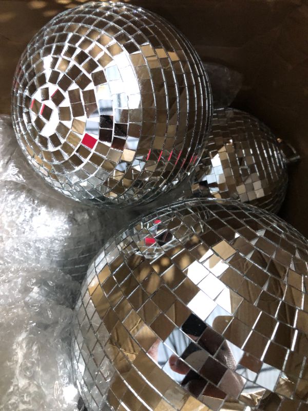 Photo 4 of 17 Pack Large Disco Ball Hanging Disco Ball Small Disco Ball Mirror Disco Balls Decorations for Party Wedding Dance and Music Festivals Decor Club Stage Props DJ Decoration (8, 6, 3.2 Inch)
