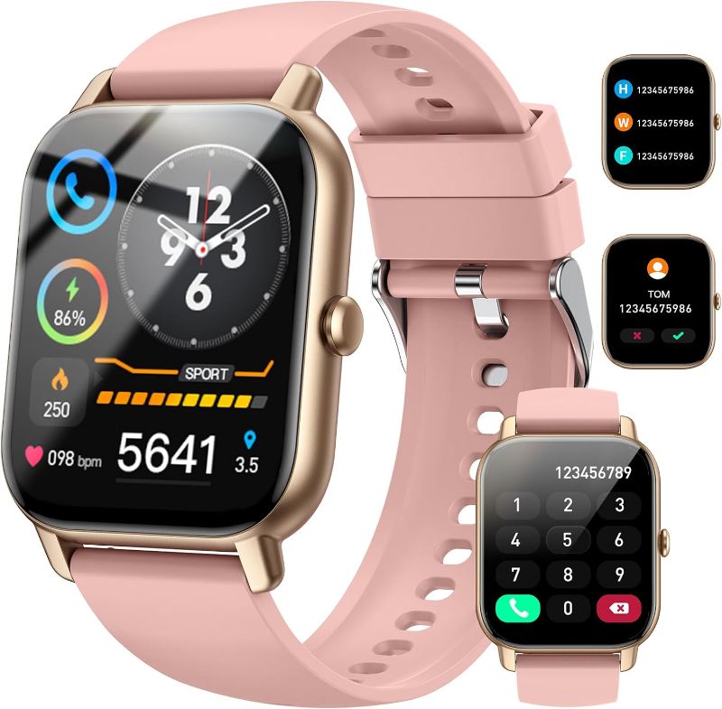 Photo 1 of Smart Watch(Answer/Make Call), 1.85" Smart Watches for Men Women IP68 Waterproof, 110+ Sport Modes, Fitness Activity Tracker, Heart Rate Sleep Monitor, Pedometer, Smartwatch for Android iOS, Pink Gold
****USED*** 