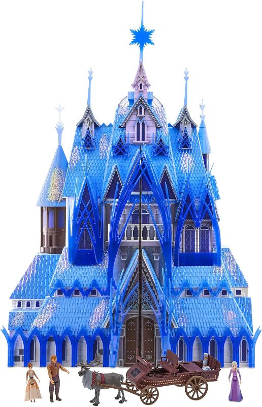 Photo 1 of Disney Store Official Frozen 2 Magic Light & Music Castle Playset - Exclusive Iridescent Sparkle Finish, Includes Character Figures, Interactive Rooms & Features
