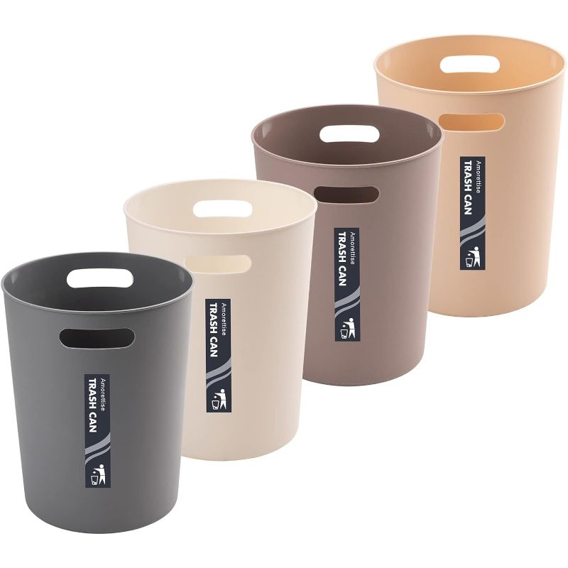 Photo 1 of 4 Pack Small Trash Can for Bathroom - 3 Gallon/12-Liter Wastebasket, Round Plastic Garbage Container Bin for Bedroom Office.
