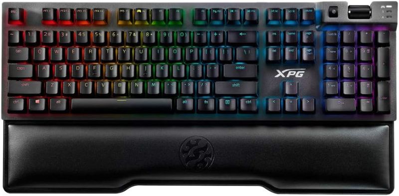 Photo 1 of XPG Summoner Mechanical RGB Gaming Keyboard: Cherry MX Silver Ultra-Quick Linear Switches - Sandblasted Aluminum Frame - USB Passthrough - Mechanical Scroll Wheel - Included Wrist Rest - Black
