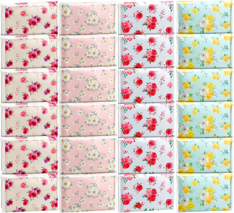 Photo 1 of 24 Packs Slim Pack Facial Tissues 3 Ply Pocket Tissues Travel Tissue Packs Bulk Individual Tissue Packs Wallet Size for Travel Wedding Party Favors, 10 Sheets Each Pack, 4 Designs (Floral)
