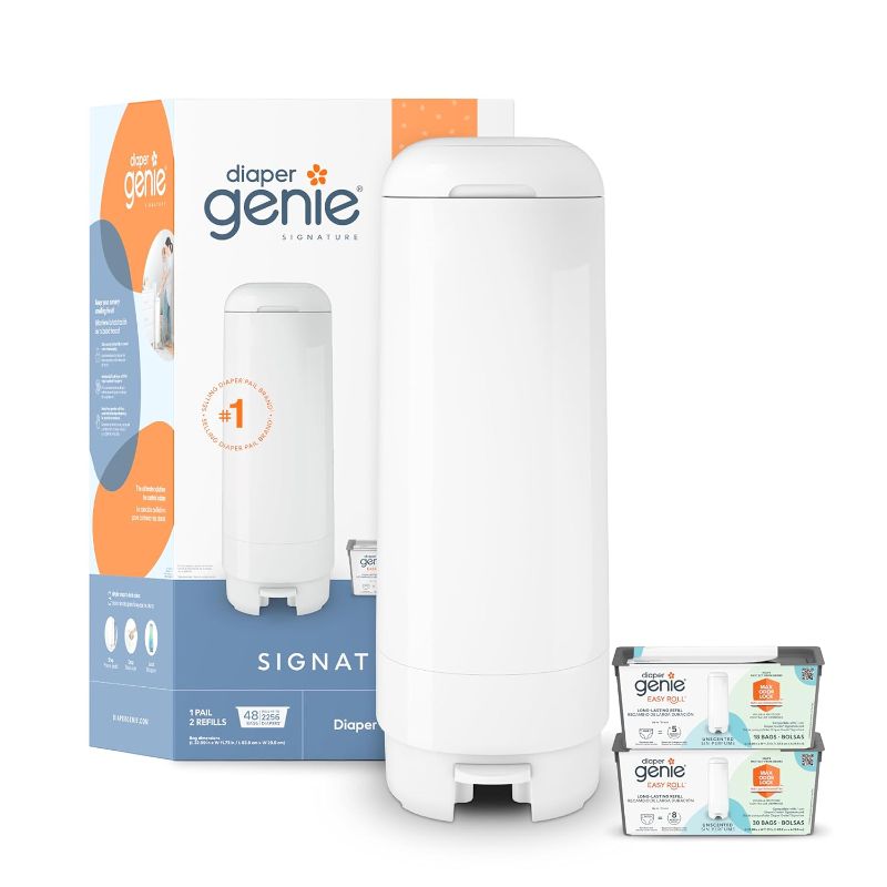 Photo 1 of Diaper Genie Signature Gift Set | Includes Easy Roll Refill with 48 Bags | Holds Up to 2256 Newborn Diapers
