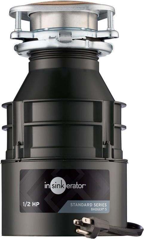 Photo 1 of **SIMILAR ITEM** InSinkErator Badger 5 Garbage Disposal with Power Cord, Standard Series 1/2 HP Continuous Feed Food Waste Disposer, Badger 5 W/C, No Size, Black/Gray
