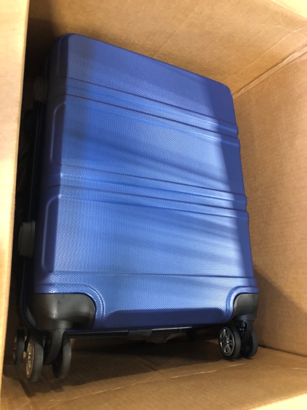 Photo 3 of ***One wheel is missing***
 20'' Carry on Luggage Lightweight with Spinner Wheel TSA Lock Hardside Luggage Airline Approved Carry on Suitcase Navy Carry-On 20-Inch Navy