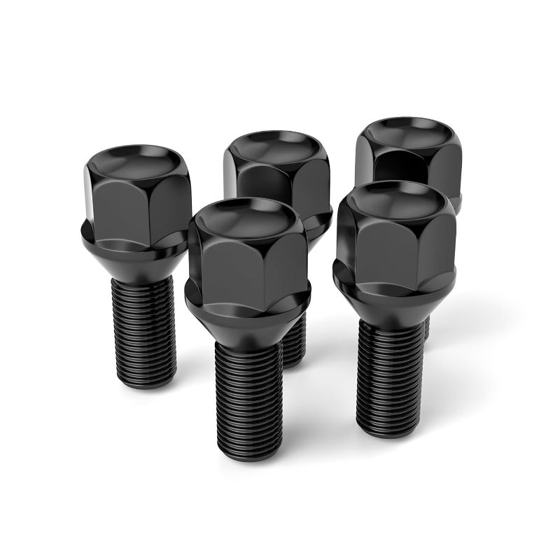 Photo 1 of 14x1.25 Wheel Lug Bolts, 5PCS M14x1.25 OE Factory Lug Bolts Cone Seat 17mm Hex 24mm Shank 1.93 inch Length Black Studs
