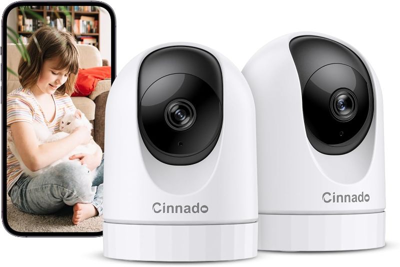 Photo 1 of 2K Indoor Security Camera-Baby Monitor with 2.4G WiFi Camera and Audio, Siren/Night Vision for Home/Pet/Nanny/Cat, 24/7 SD Card Storage, Cloud (Optional), Compatible with Alexa & Google Home, D1 2P
