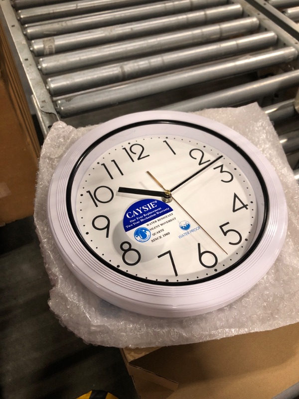 Photo 1 of 11 Inch Sealed Indoor Outdoor Waterproof Wall Clock, Dustproof Silent Non-Ticking Battery Operated Quality Quartz Round Clock, Wall Decorative for Patio, Pool, Home (White)
