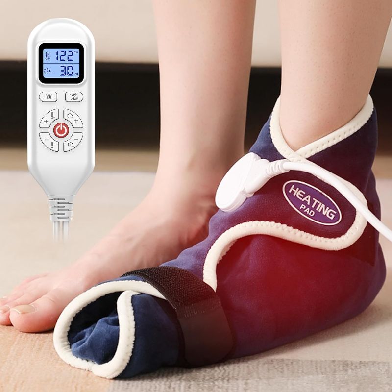 Photo 1 of 1 Pack Electric Heated Foot Ankle Wrap for Achilles Tendinitis & Plantar Fasciitis, Heating Pad for Foot Pain Relief, Heat Therapy Foot Brace for Sprains Arthritis Women & Men, Auto Shut Off
