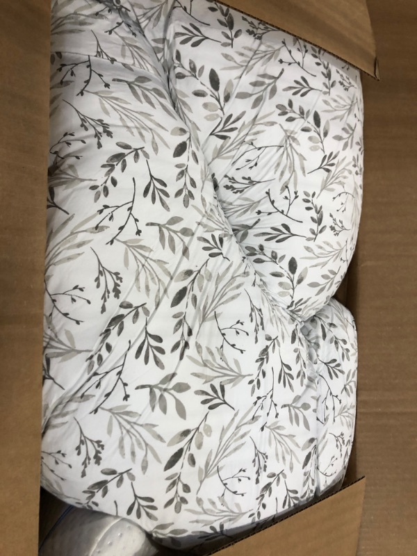 Photo 3 of Boppy Total Body Pregnancy Pillow with Easy-on Removable Pillow Cover in Gray Scattered Leaves for Full-body Support, Body Pillow for Pregnancy and Postpartum Positioning