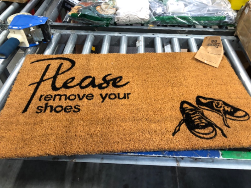 Photo 3 of 17x30 in, 5/8" Thick, Please Remove Your Shoes Coconut Coir Doormat, Shoe Scraper Outdoor Mat, Non-Slip Scrubbing Front Door Mat, Entryway Rug, Coco Fiber Welcome Mat, Shoes Off Doormat
