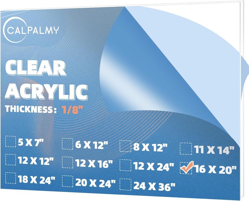 Photo 1 of CALPALMY (2 Pack) 1/8" Thick Clear Acrylic Sheets - 16"x20" Pre-Cut Plexiglass Sheets for Craft Projects, Signs, Display Cases, Sneeze Guard and More - Cut with Engraver, Power Saw or Hand Tools
