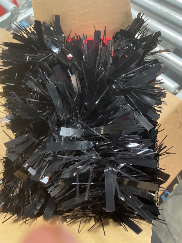 Photo 1 of 2 Pack Total 66 Ft Black Christmas Tinsel Garland Metallic Hanging Garland for Christmas Tree Decoration Holiday Party Indoor Outdoor Home Decor