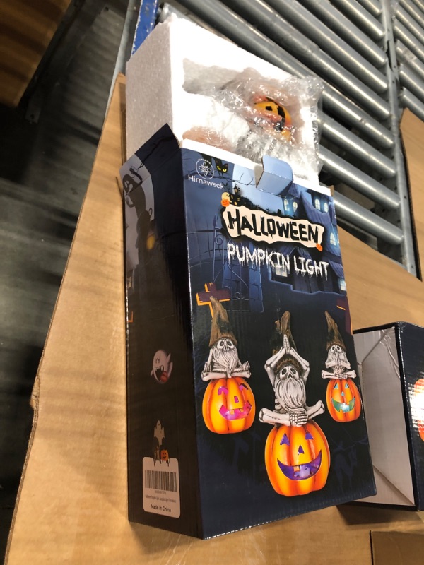 Photo 2 of *****2pack*****Halloween Pumpkin Light Skeleton Yoga Ornaments 3 Sets of Decorative Halloween Led Pumpkin Lights Decorations