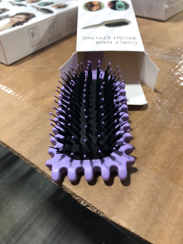 Photo 3 of *****2pack*****Curl Defining Brush, Curly Hair Brush Curl Brush for Curly Hair, Curl with Prongs Define Styling Brush, Shaping and Defining Curls For Women Men Less Pulling and Curl Separation (Purple)