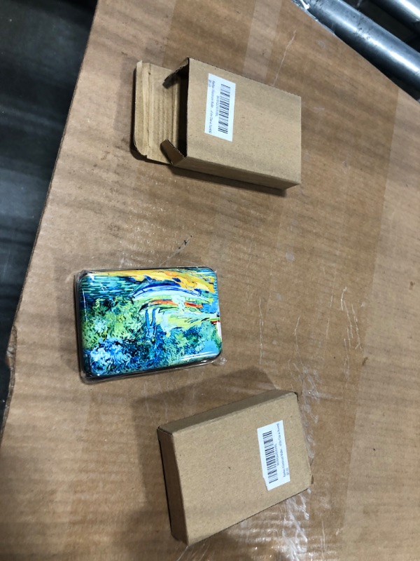 Photo 3 of *****2pack*****Credit Card Holder Wallet for Women Men RFID Blocking Small Metal Business Aluminum Protector Sleeves Slim Mini Cards Case (Vincent van Gogh Bank of the Oise at Auvers)