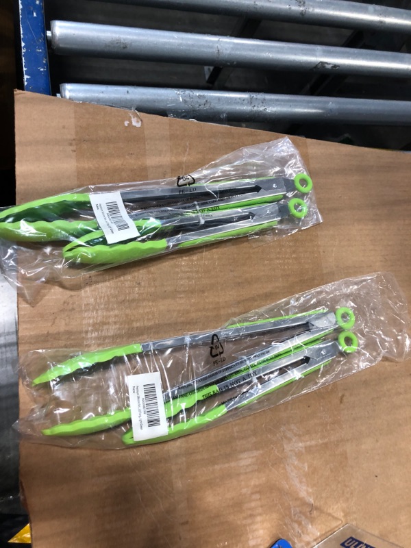 Photo 3 of *****2pack*****Premium Silicone Set of 2 Cooking Tongs, 9-Inch & 12-Inch BPA Free Non-Stick Stainless Steel BBQ Grilling Locking Food Tong, Light Green