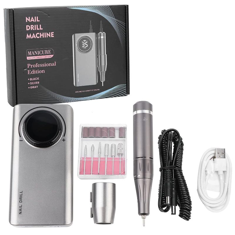 Photo 1 of 35000RPM Rechargeable Electric Nail Drill,Rechargeable Nail Polishing Machine,Portable Electric Nail Drill,Pen Machine Portable Nail Grinding Polisher,LCD...