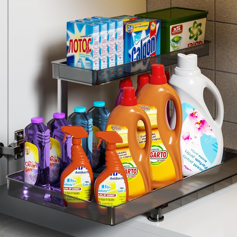 Photo 1 of 
Under Sink Organizer and Storage, 2 Tier Sliding Under Sink Shelf, L Shaped Pull Out Cabinet Basket Organizer, Multi-Purpose Slide Out Organizer Rack for...
Style Name:Organizer