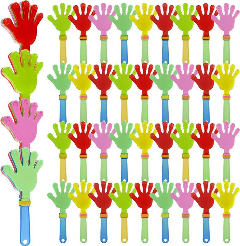 Photo 1 of 120 Pcs 7.5 Inch Noisemakers Bulk Plastic Hand Clappers Party Favors Noise Makers for Sporting Events Fiesta Birthday Game Supplies, Random Color