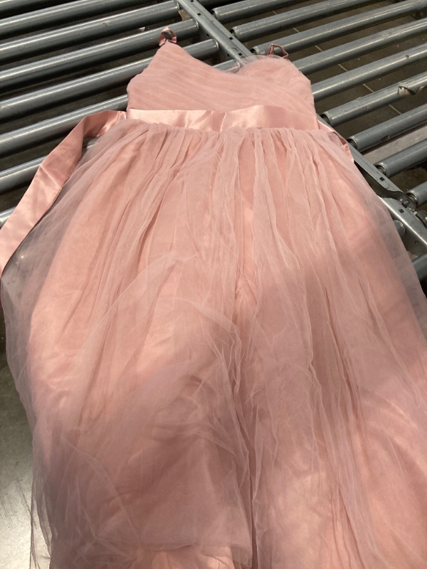 Photo 2 of Glamulice Flower Girls Spaghetti Strap Tulle Dress Long A Line Wedding Pageant Dresses Princess Birthday Party Ball Gown 11-12 Years V-neck & Dusty Pink