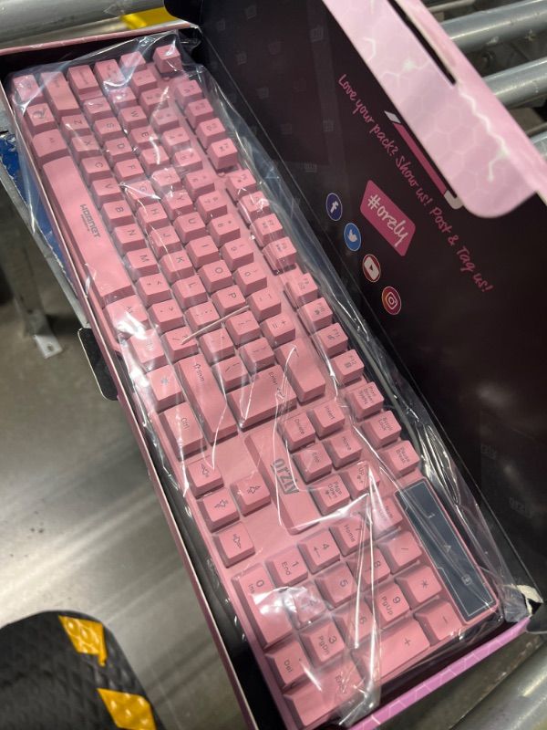 Photo 3 of Orzly Pink Gaming Keyboard RGB USB Wired Rainbow Keyboard Designed for PC Gamers, PS4, PS5, Laptop, Xbox, Nintendo Switch, RX-250 Hornet Edition