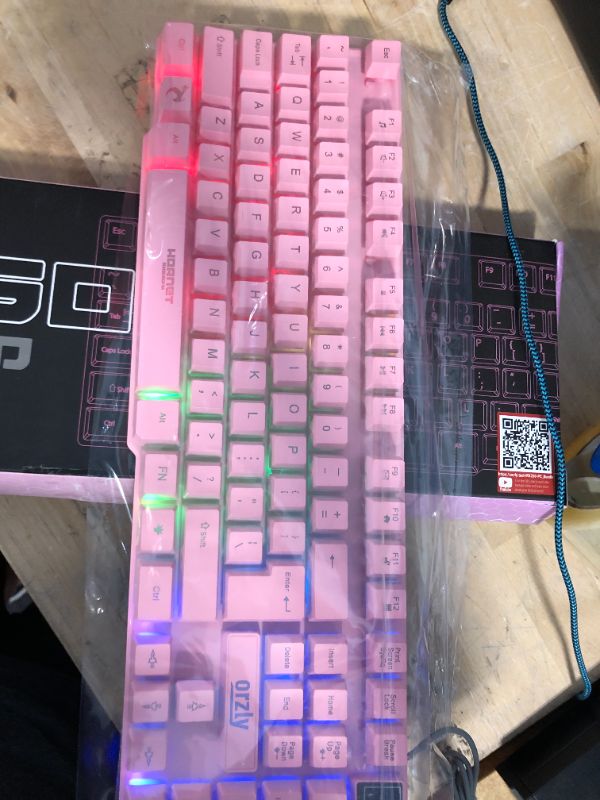 Photo 5 of Orzly Pink Gaming Keyboard RGB USB Wired Rainbow Keyboard Designed for PC Gamers, PS4, PS5, Laptop, Xbox, Nintendo Switch, RX-250 Hornet Edition