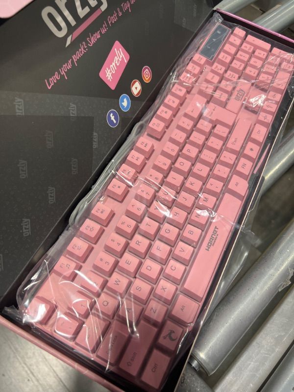 Photo 3 of Orzly Pink Gaming Keyboard RGB USB Wired Rainbow Keyboard Designed for PC Gamers, PS4, PS5, Laptop, Xbox, Nintendo Switch, RX-250 Hornet Edition