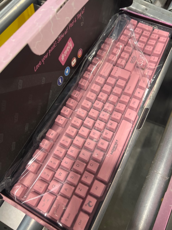 Photo 3 of Orzly Pink Gaming Keyboard RGB USB Wired Rainbow Keyboard Designed for PC Gamers, PS4, PS5, Laptop, Xbox, Nintendo Switch, RX-250 Hornet Edition