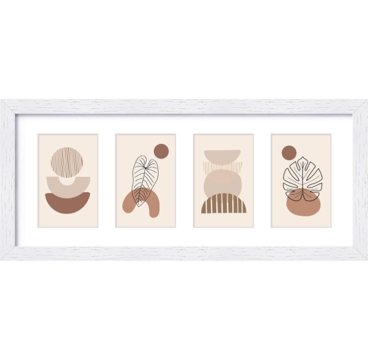 Photo 1 of 8x20 White Picture Frame Collage, Rustic Solid Oak Wood Frame Display Multiple Four 4x6 Photos or 8x20 without Mat, 4 Openings Covered by Tempered Glass Wall Mounted Horizontal or Vertical