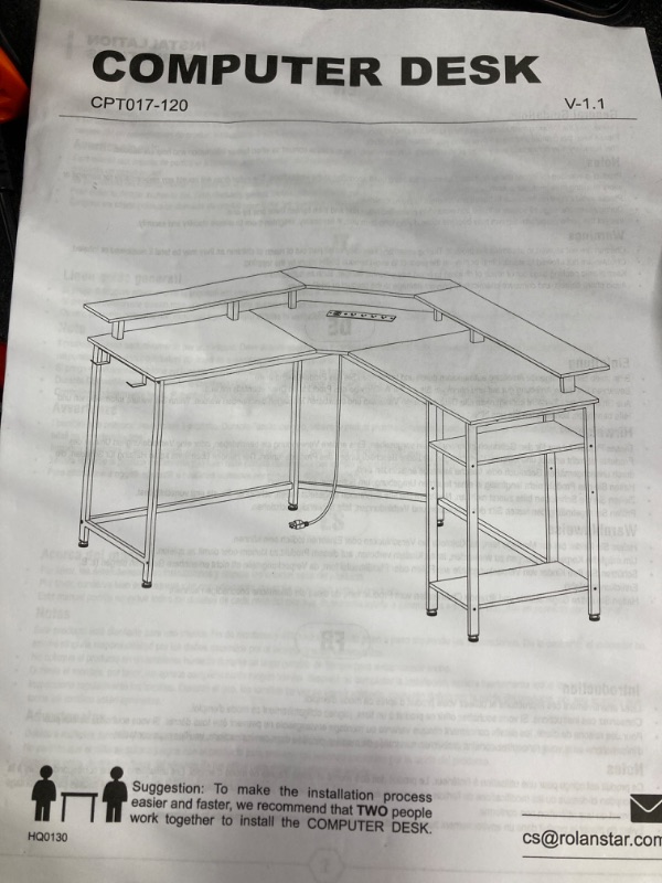 Photo 1 of Rolanstar Computer Desk 55.1" with Power Outlets USB Ports & LED Strip,Reversible L Shaped Desk with Monitor Stand & Storage Shelf,L Shaped Gaming Desk with Hooks,Home Office Desk,Carbon Fiber Carbon Black 55.1*48*34.4 inch