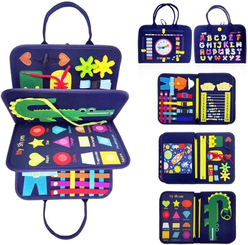 Photo 1 of ALKISS Busy Board Montessori Toy for 1 2 3 4 Year Old Busy Board for Toddlers Montessori Toys Busy Book for 1 Year Old - Airplane Travel Essentials for 1-4...