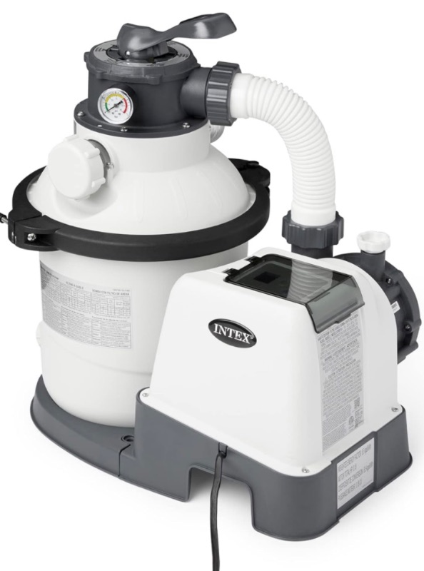 Photo 1 of Intex 1500 GPH Above Ground Pool Sand Filter Pump with Ground Fault Circuit Interrupter and Strainer Basket for Outdoor Swimming Pools, Black