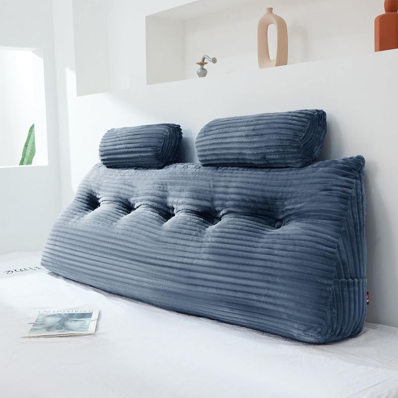 Photo 1 of  Headboard Wedge Pillow with 2 Pack Neck Roll Pillow Large Headboard Pillow Queen Wedge Pillow