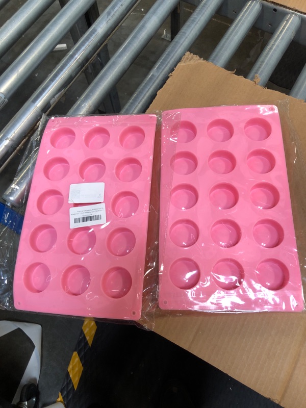 Photo 1 of 2 PCS Pink Round Soap Molds,15 Cavity Cylinder Silicone Mold for Soap, Cake, Bread, Cupcake, Cheesecake, Cornbread, Muffin, Brownie (2 packs of 2)