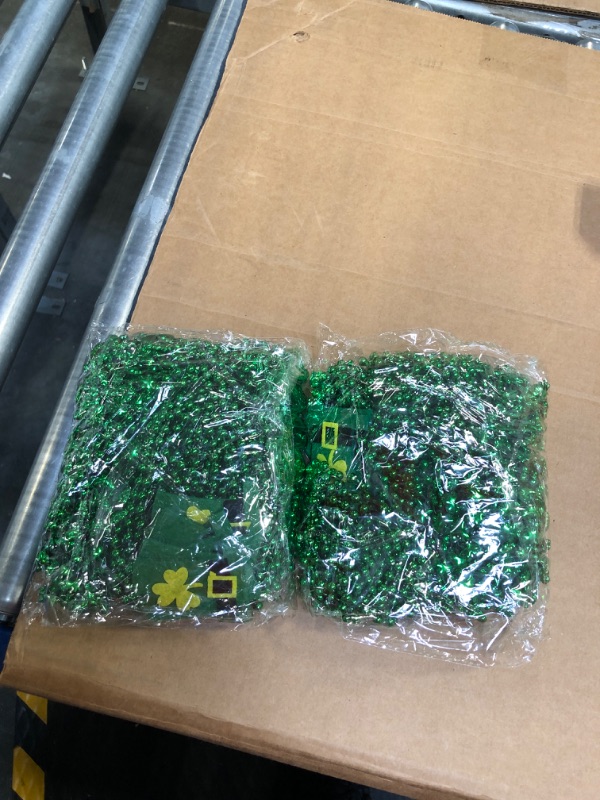 Photo 1 of 36 PCS St. Patrick's Day Necklaces, 12 Shamrock Necklaces, 12 Green Hats Necklaces and 12 Clover Pendant Bead Necklaces St Patrick's Day Accessories Leprechauns Dress-up Irish Decor Party Favors Supplies