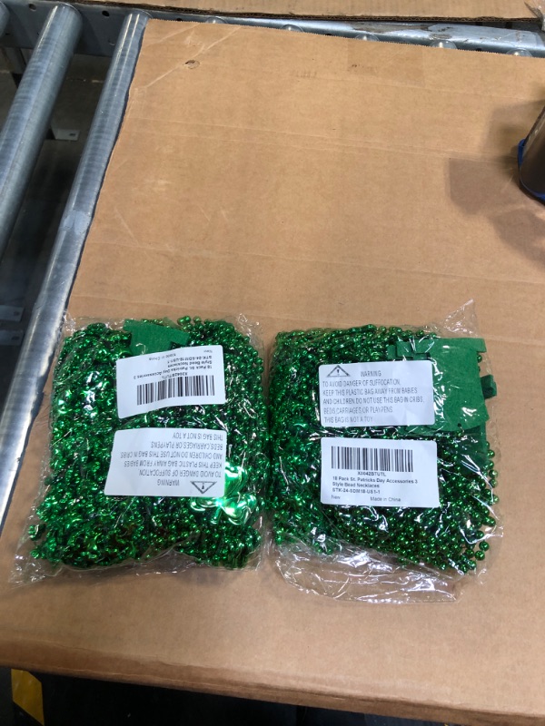 Photo 1 of 36 PCS St. Patrick's Day Necklaces, 12 Shamrock Necklaces, 12 Green Hats Necklaces and 12 Clover Pendant Bead Necklaces St Patrick's Day Accessories Leprechauns Dress-up Irish Decor Party Favors Supplies