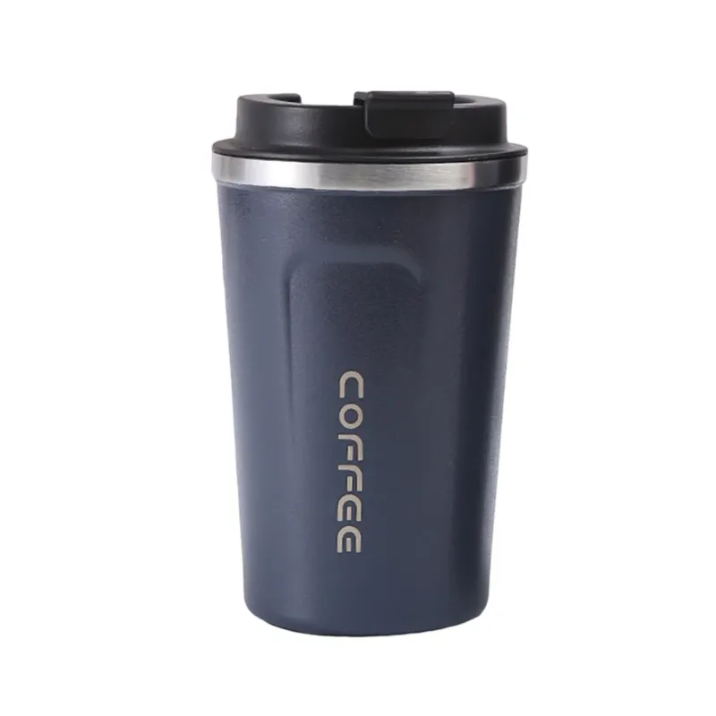 Photo 1 of 13oz Car Coffee Mug 304 Stainless Steel Thermal Cup - Portable and Stylish Cup for Coffee Lovers and Drivers - Press-in Lid, Anti-Slip Base, Non-Spill, Matte Finish(Blue)