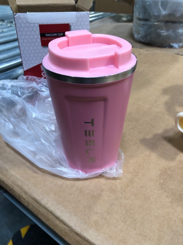 Photo 1 of 13oz Car Coffee Mug 304 Stainless Steel Thermal Cup - Portable and Stylish Cup for Coffee Lovers and Drivers - Press-in Lid, Anti-Slip Base, Non-Spill, Matte Finish(Pink)