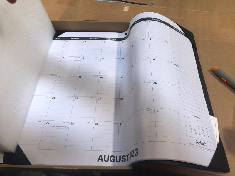 Photo 3 of Nekmit Large Desk Calendar 2023-2024 with Desk Protecting Pad, Runs From August 2023 - December 2024, Office Supplies 22" x 17" Desk Pad Calendar for Life Planning or Organizing White