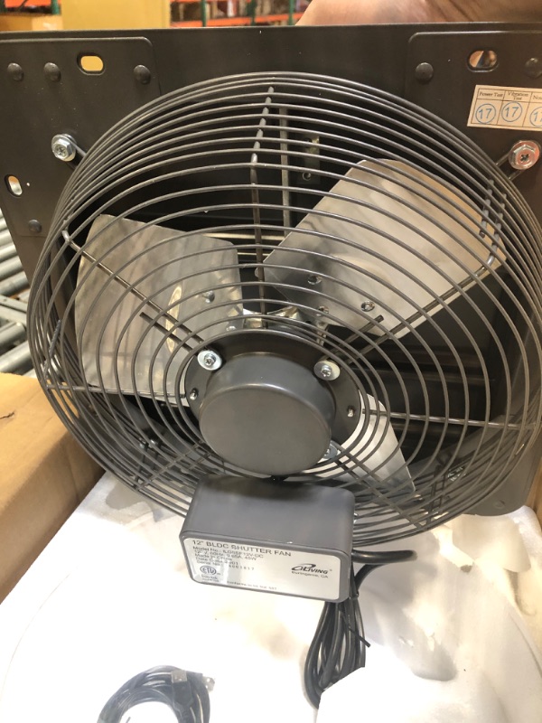 Photo 4 of **FOR PARTS** 12" Wall Mounted Shutter Exhaust Fan, Automatic Shutter, Temperature and Humidity Controls with Variable Speed, 960 CFM at 1600 RPM DC Motor 12-inch