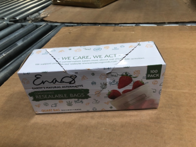 Photo 1 of 100% Compostable Food Storage Bags [Quart 100 Pack] Eco-Friendly Freezer Bags, Resealable Bags, Heavy-Duty, Reusable, Off-White by Earth's Natural Alternative