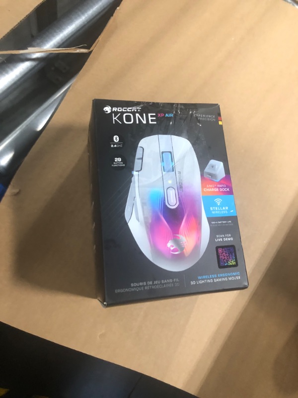 Photo 2 of ROCCAT Kone XP Air – Wireless Customizable Ergonomic RGB Gaming Mouse, White & Vulcan TKL Pro PC Gaming Keyboard, Linear Optical Titan Switch, AIMO RGB Lighting, White Kone XP Air White Gaming Mouse + Gaming Keyboard, White