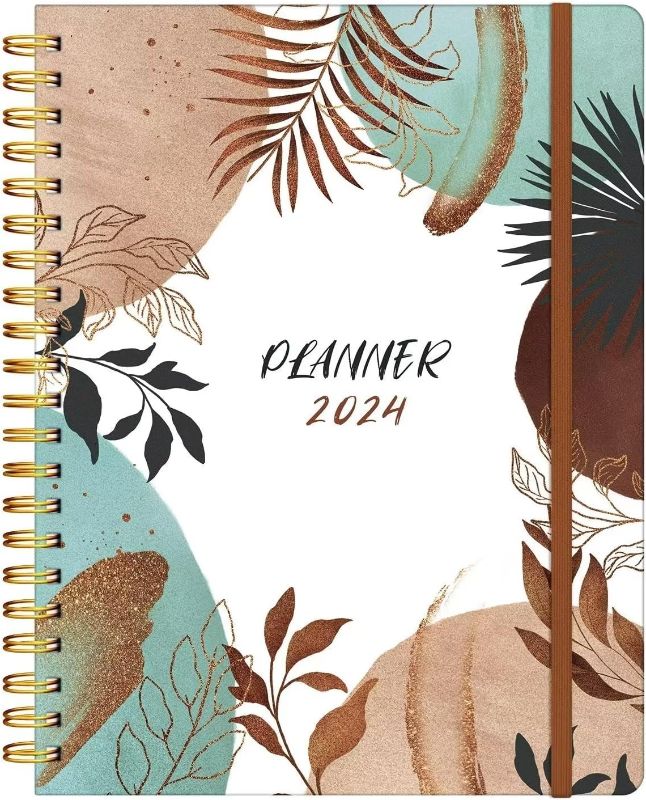 Photo 1 of 2024 Planner Large Weekly and Monthly, 8.5" x 11" Spiral Daily Planner 2024, A4 Agenda Schedule Planners & Organizers with Tabs from Jan to Dec.(Coffee Brown) A4 Coffee Brown