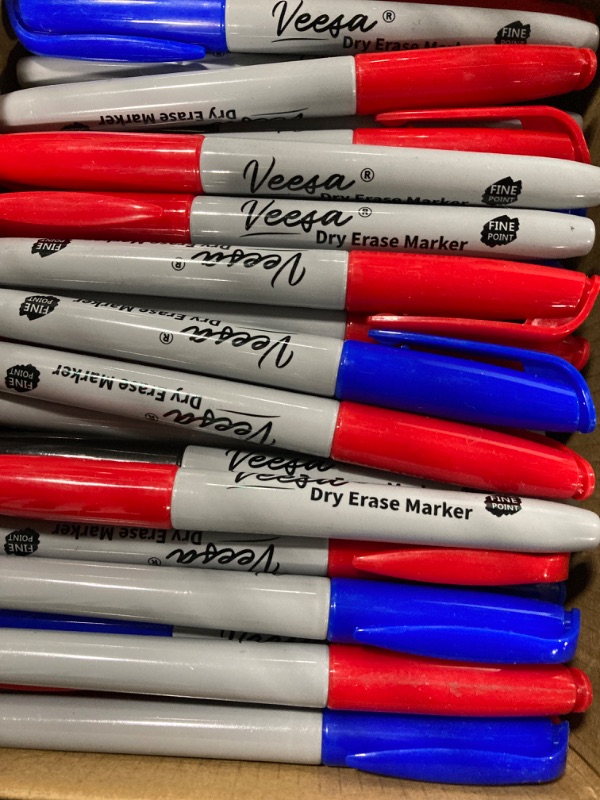 Photo 3 of VEESA Dry Erase Markers (Black Red Blue), Fine Tip, 75 Count Low-Odor Whiteboard Marker Pens for Office School Home Multicolor