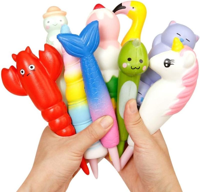 Photo 1 of Anboor Squishy Set Toy,5pcs Random Squishies Grip Pens Relief Classroom Stressm,Squeeze Topper Pen Holder for Student Kid Teen Gift Stress Relief Kid's Toys 5 Pcs