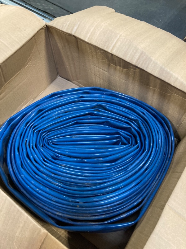 Photo 3 of 2 in W  Heavy-Duty PVC Swimming Pool Backwash Hose, Reinforced Discharge Hose with Clamp for Swimming Pools, Blue