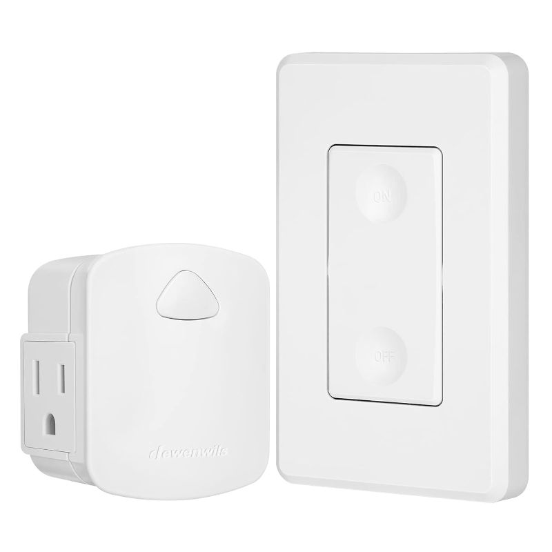 Photo 1 of DEWENWILS Wireless Light Switch Remote Control Outlet, Remote Power Wall Switch for Lamps, No Wiring Needed, 15 AMP Heavy Duty, 100 FT Range