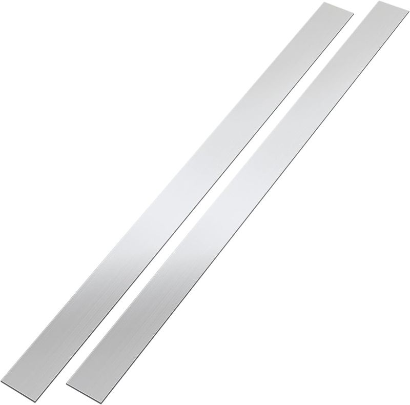 Photo 1 of 2 Pcs Stainless Steel Trim Strips 304 Brushed Stainless Steel Trim Metal Finishing Sheet Metal Gap Strip Filler Trim for Kitchen Tools (Silver, 2 x 30 Inch)